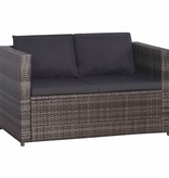 vidaXL 3-delige Bistroset met kussens poly rattan grijs