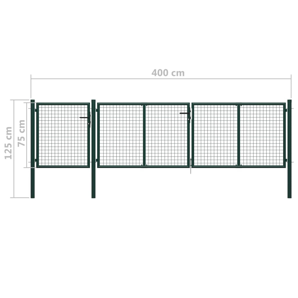 vidaXL Poort 400x75 cm staal groen