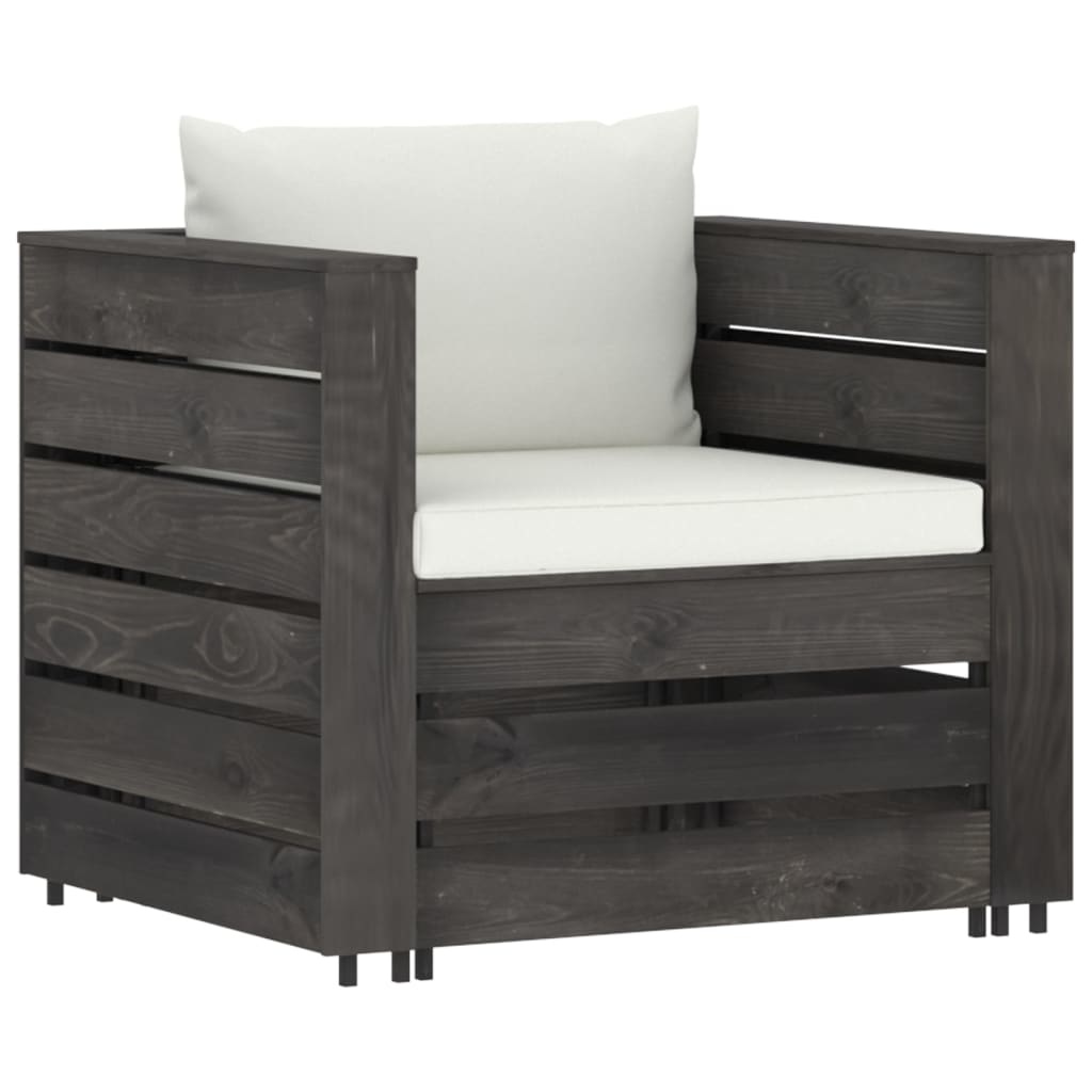 VidaXL 12-delige Loungeset met kussens grijs geïmpregneerd hout