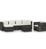VidaXL 7-delige Loungeset met kussens grijs geïmpregneerd hout