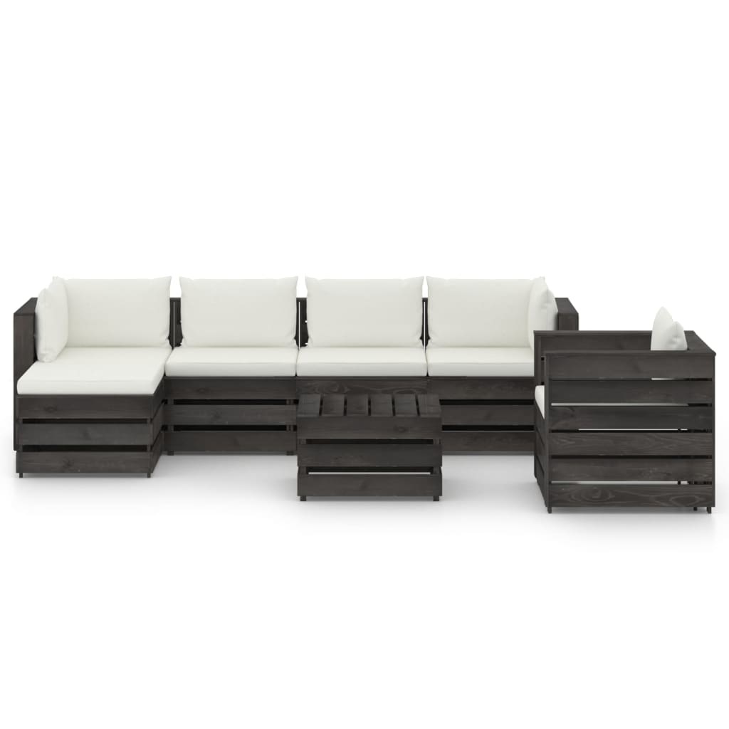 VidaXL 7-delige Loungeset met kussens grijs geïmpregneerd hout