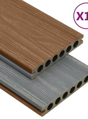 VidaXL Terrasplanken met accessoires 35 m² 4 m HKC bruin en grijs