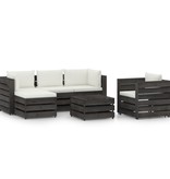 VidaXL 6-delige Loungeset met kussens grijs geïmpregneerd hout
