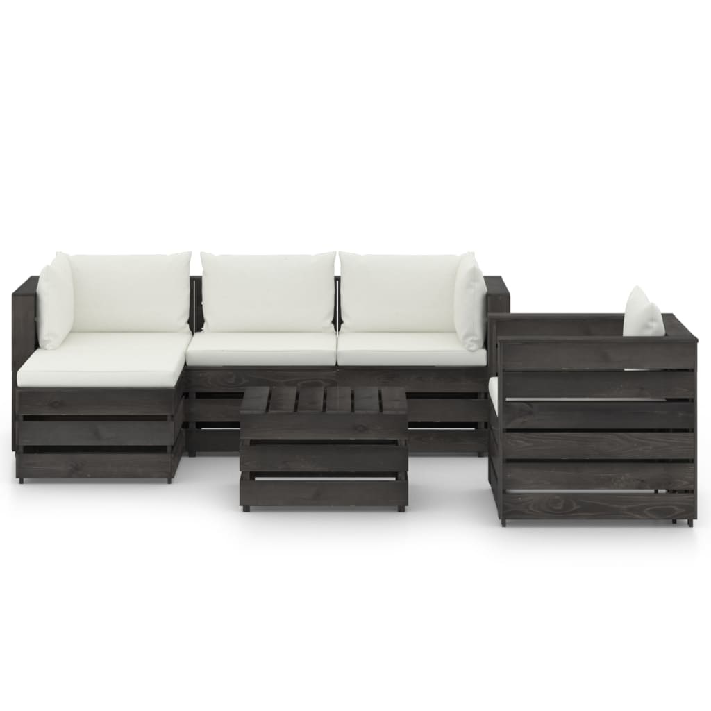 VidaXL 6-delige Loungeset met kussens grijs geïmpregneerd hout