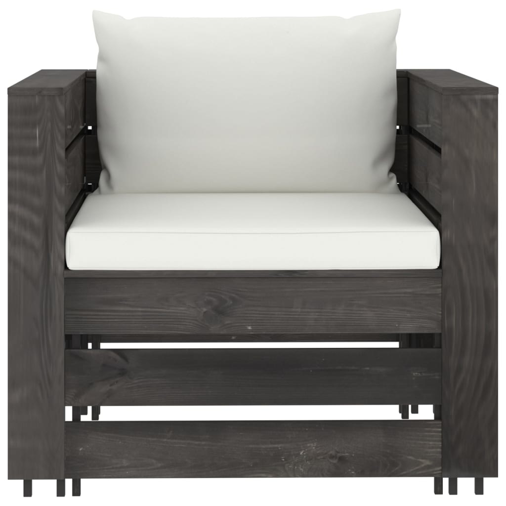 VidaXL 6-delige Loungeset met kussens grijs geïmpregneerd hout