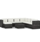 VidaXL 9-delige Loungeset met kussens grijs geïmpregneerd hout
