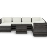 VidaXL 9-delige Loungeset met kussens grijs geïmpregneerd hout