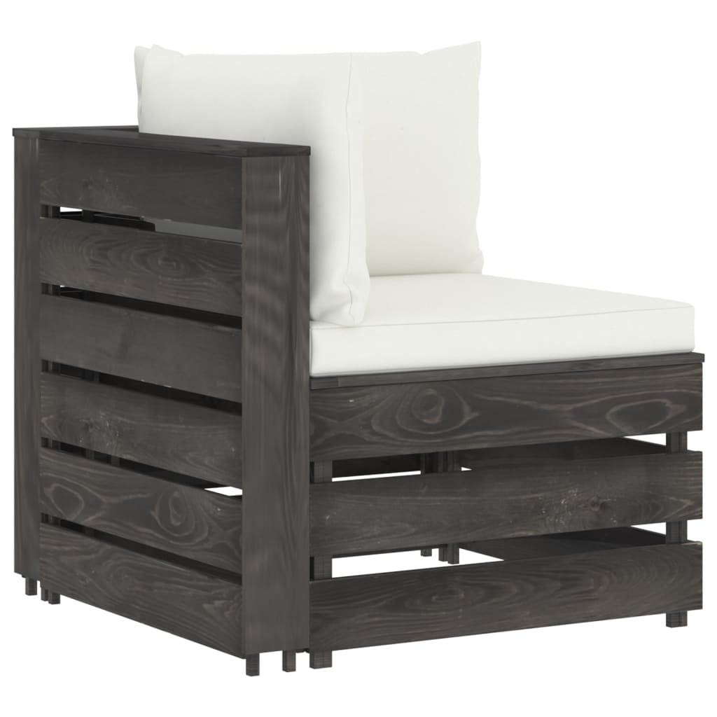 VidaXL 9-delige Loungeset met kussens grijs geïmpregneerd hout