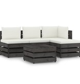 VidaXL 5-delige Loungeset met kussens grijs geïmpregneerd hout