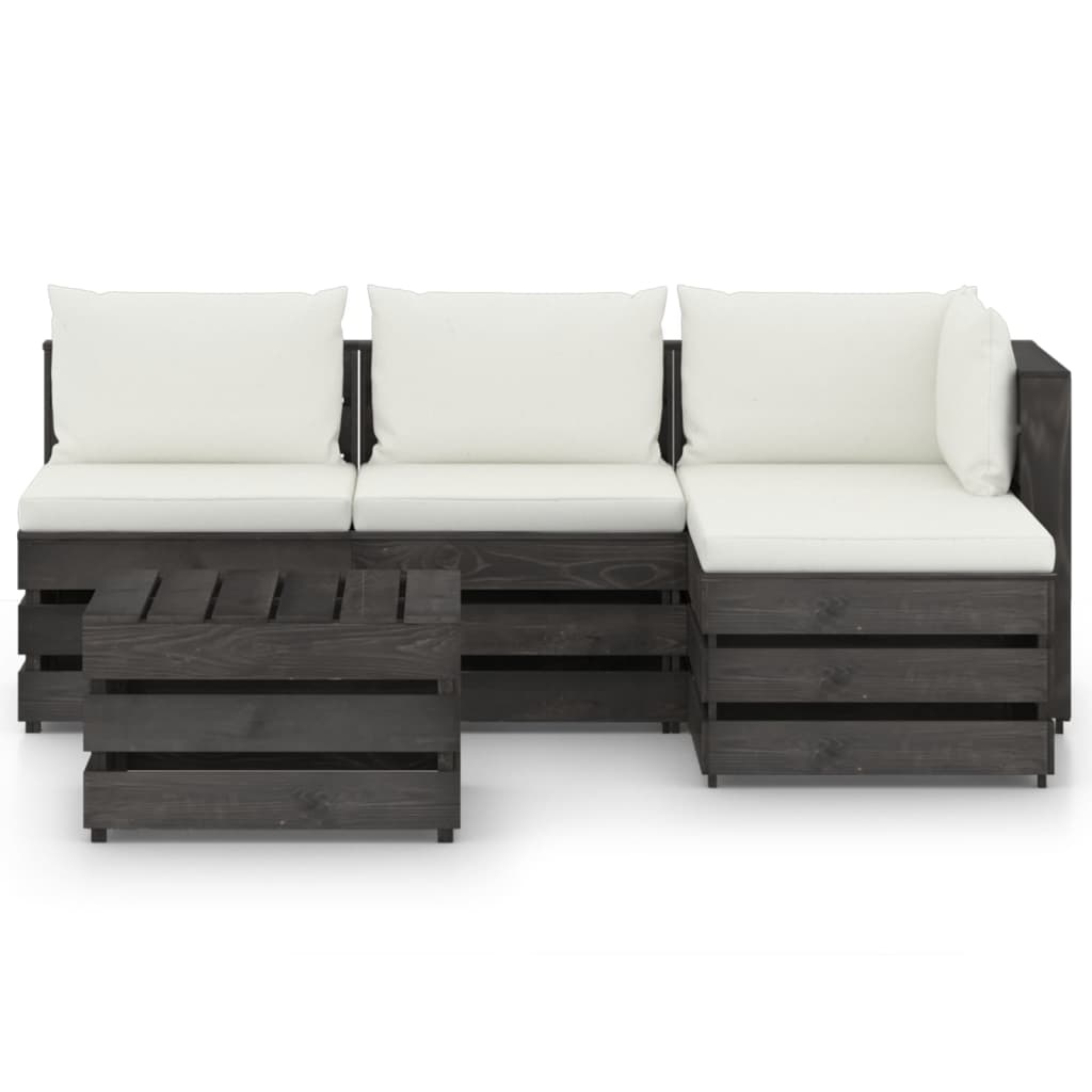 VidaXL 5-delige Loungeset met kussens grijs geïmpregneerd hout