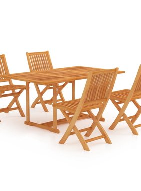 VidaXL 5-delige Tuinset massief teakhout