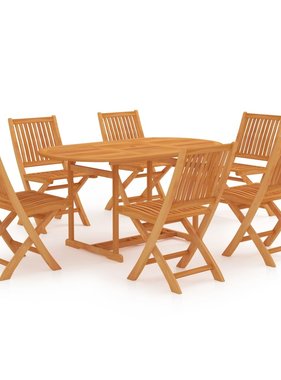 VidaXL 7-delige Tuinset massief teakhout