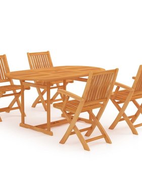 VidaXL 5-delige Tuinset massief teakhout