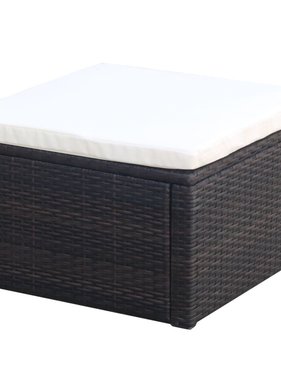 vidaXL Voetenbank/poef bruin 53x53x30 cm poly rattan