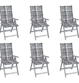 VidaXL Tuinstoelen verstelbaar 6 st met kussens massief acaciahout