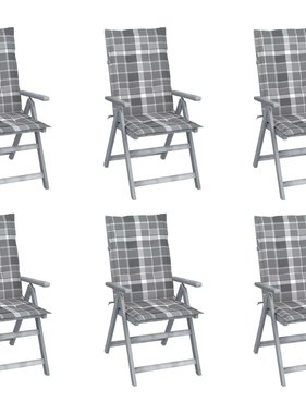 VidaXL Tuinstoelen verstelbaar 6 st met kussens massief acaciahout