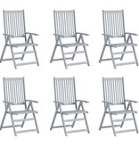 VidaXL Tuinstoelen verstelbaar 6 st met kussens massief acaciahout