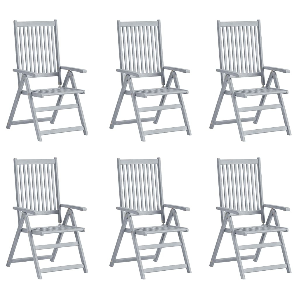 VidaXL Tuinstoelen verstelbaar 6 st met kussens massief acaciahout