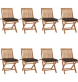 VidaXL Tuinstoelen 8 st inklapbaar met kussens massief teakhout