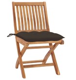 VidaXL Tuinstoelen 8 st inklapbaar met kussens massief teakhout