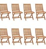 VidaXL Tuinstoelen 8 st inklapbaar met kussens massief teakhout
