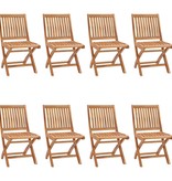 VidaXL Tuinstoelen 8 st inklapbaar met kussens massief teakhout