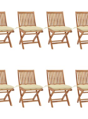 VidaXL Tuinstoelen 8 st inklapbaar met kussens massief teakhout