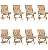 VidaXL Tuinstoelen 8 st inklapbaar met kussens massief teakhout