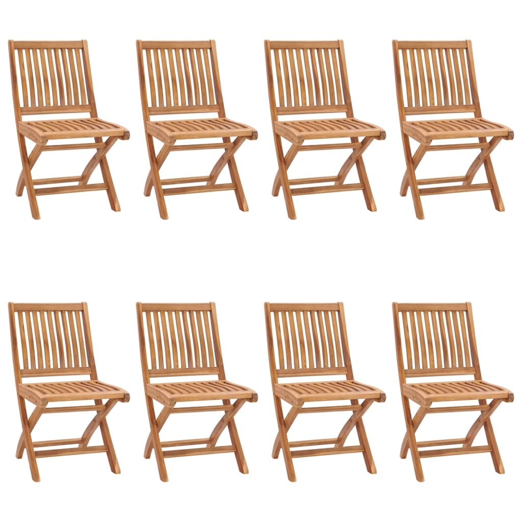 VidaXL Tuinstoelen 8 st inklapbaar met kussens massief teakhout