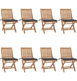 VidaXL Tuinstoelen 8 st inklapbaar met kussens massief teakhout