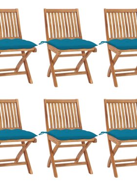 VidaXL Tuinstoelen 6 st inklapbaar met kussens massief teakhout