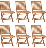 VidaXL Tuinstoelen 6 st inklapbaar met kussens massief teakhout