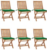 VidaXL Tuinstoelen 6 st inklapbaar met kussens massief teakhout