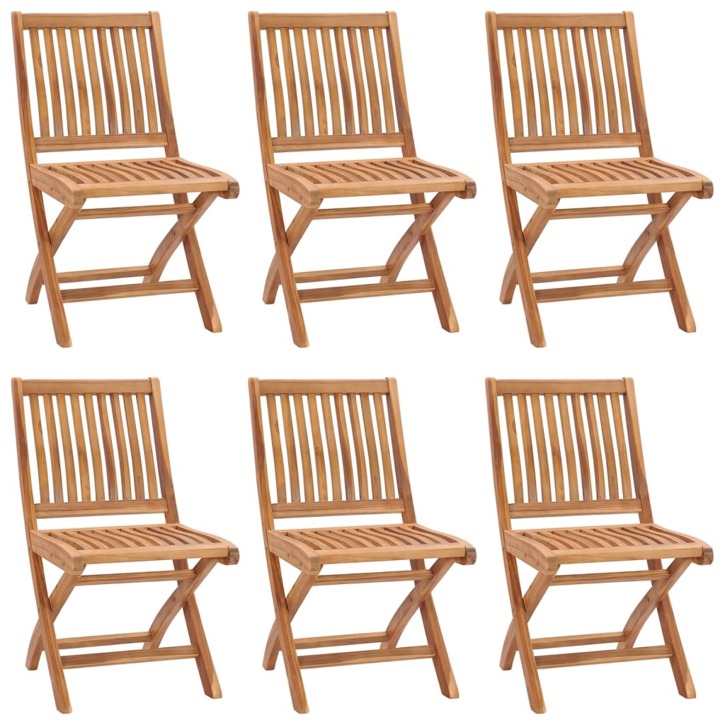 VidaXL Tuinstoelen 6 st inklapbaar met kussens massief teakhout