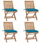 VidaXL Tuinstoelen 4 st inklapbaar met kussens massief teakhout