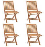 VidaXL Tuinstoelen 4 st inklapbaar met kussens massief teakhout