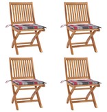 VidaXL Tuinstoelen 4 st inklapbaar met kussens massief teakhout