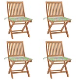VidaXL Tuinstoelen 4 st inklapbaar met kussens massief teakhout