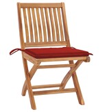 VidaXL Tuinstoelen 4 st inklapbaar met kussens massief teakhout