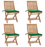 VidaXL Tuinstoelen 4 st inklapbaar met kussens massief teakhout