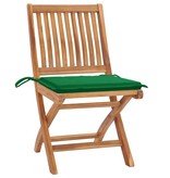 VidaXL Tuinstoelen 4 st inklapbaar met kussens massief teakhout
