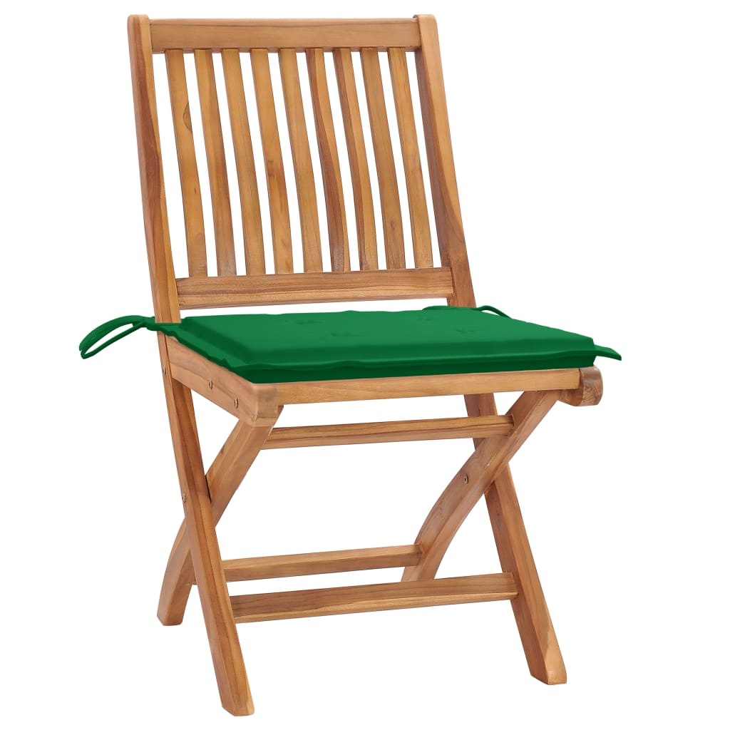 VidaXL Tuinstoelen 4 st inklapbaar met kussens massief teakhout