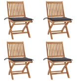 VidaXL Tuinstoelen 4 st inklapbaar met kussens massief teakhout