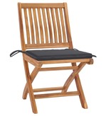 VidaXL Tuinstoelen 4 st inklapbaar met kussens massief teakhout