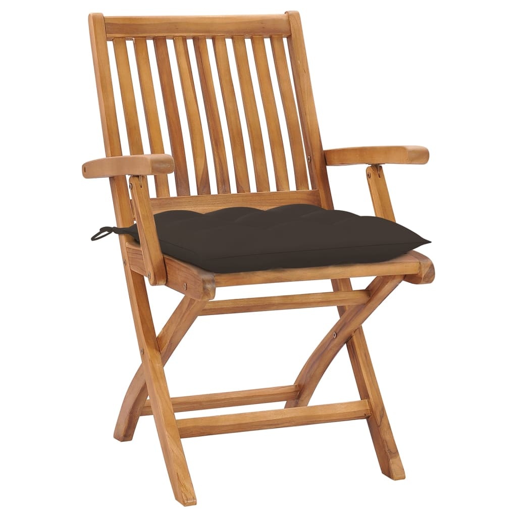 VidaXL Tuinstoelen 8 st inklapbaar met kussens massief teakhout