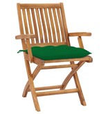VidaXL Tuinstoelen 8 st inklapbaar met kussens massief teakhout