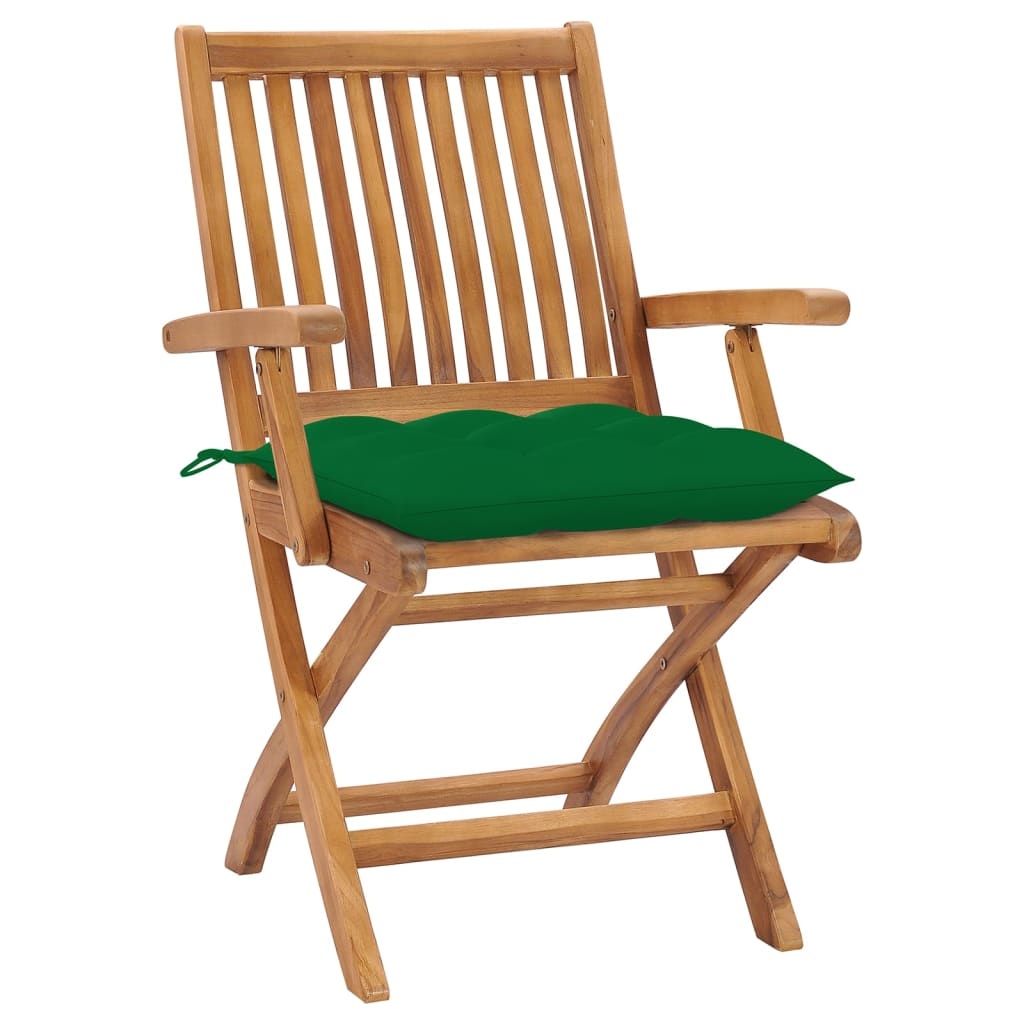 VidaXL Tuinstoelen 8 st inklapbaar met kussens massief teakhout