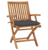 VidaXL Tuinstoelen 8 st inklapbaar met kussens massief teakhout