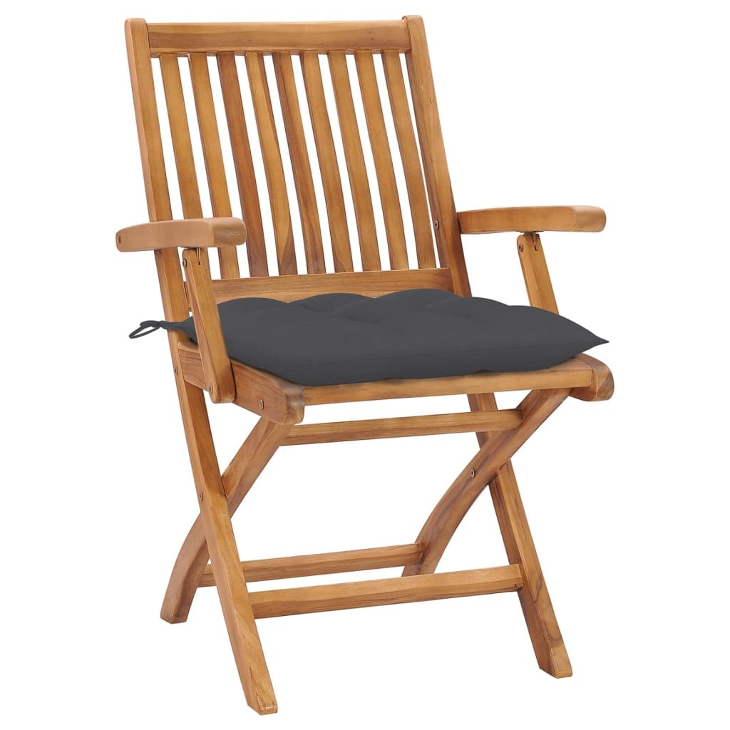 VidaXL Tuinstoelen 8 st inklapbaar met kussens massief teakhout
