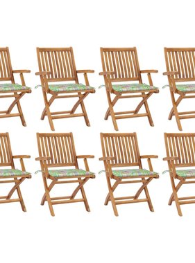 VidaXL Tuinstoelen 8 st inklapbaar met kussens massief teakhout